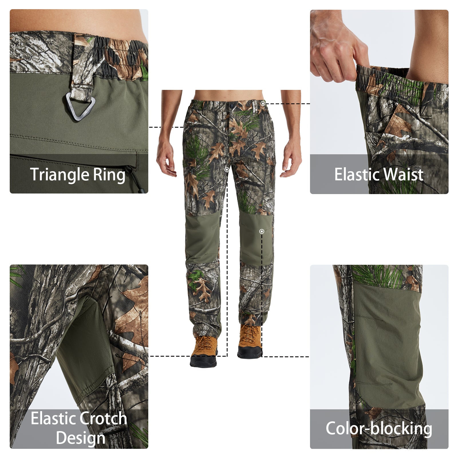 LOOGU Camo Hunting Pants 7 Pockets Super tree Contrast H70