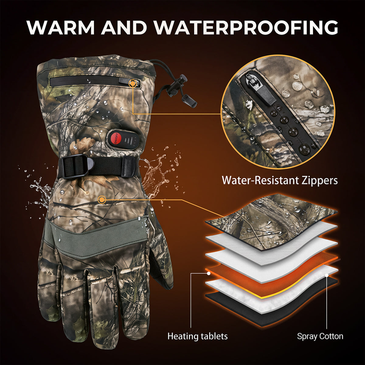 Heated Camo Hunting Gloves HG10