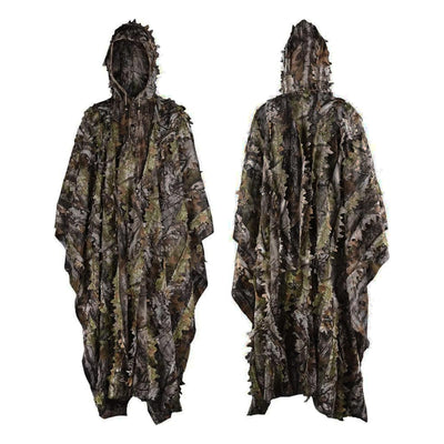 LOOGU Poncho Style Ghillie Suit 3D Leaf Super Tree Camo