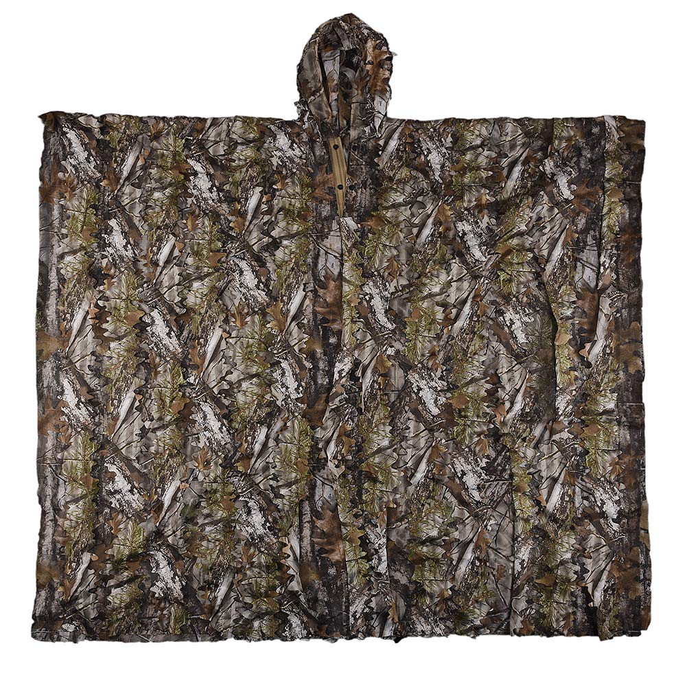 LOOGU Poncho Style Ghillie Suit 3D Leaf Super Tree Camo