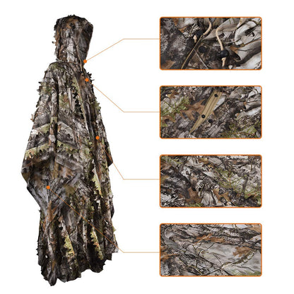 LOOGU Poncho Style Ghillie Suit 3D Leaf Super Tree Camo
