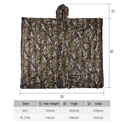 LOOGU Poncho Style Ghillie Suit 3D Leaf Super Tree Camo