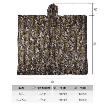 LOOGU Poncho Style Ghillie Suit 3D Leaf Super Tree Camo