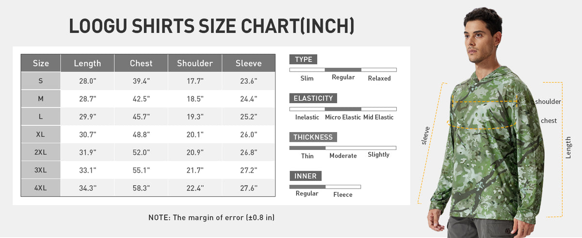 Lightweight Hunting Hoodie T50 — Size information