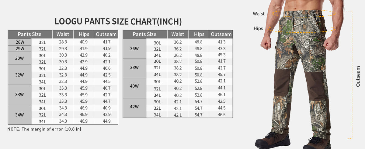 Stretch Trail Pant H70 — Size chart
