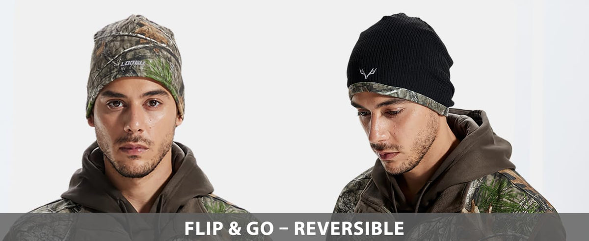 Fleece-Lined Camo Beanie B10 — Reversible