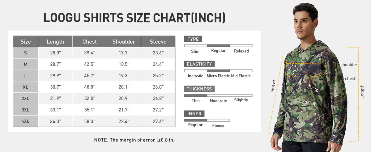 Lightweight Hunting Hoodie T50 — Size information