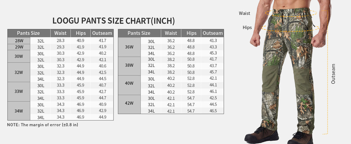 Stretch Trail Pant H70 — Size chart