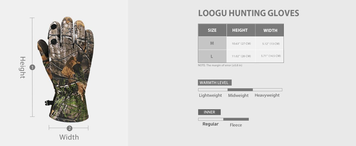 Flip-Back Hunting Glove G10 — Size information