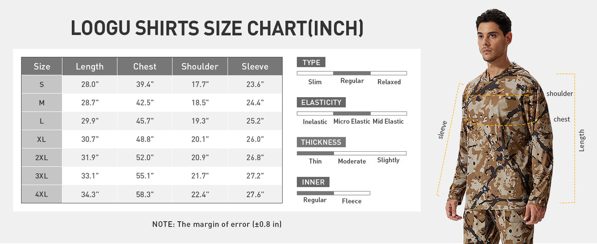 Lightweight Hunting Hoodie T50 — Size information