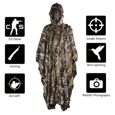 LOOGU Poncho Style Ghillie Suit 3D Leaf Super Tree Camo — Loogu Super Tree Camo 1.0