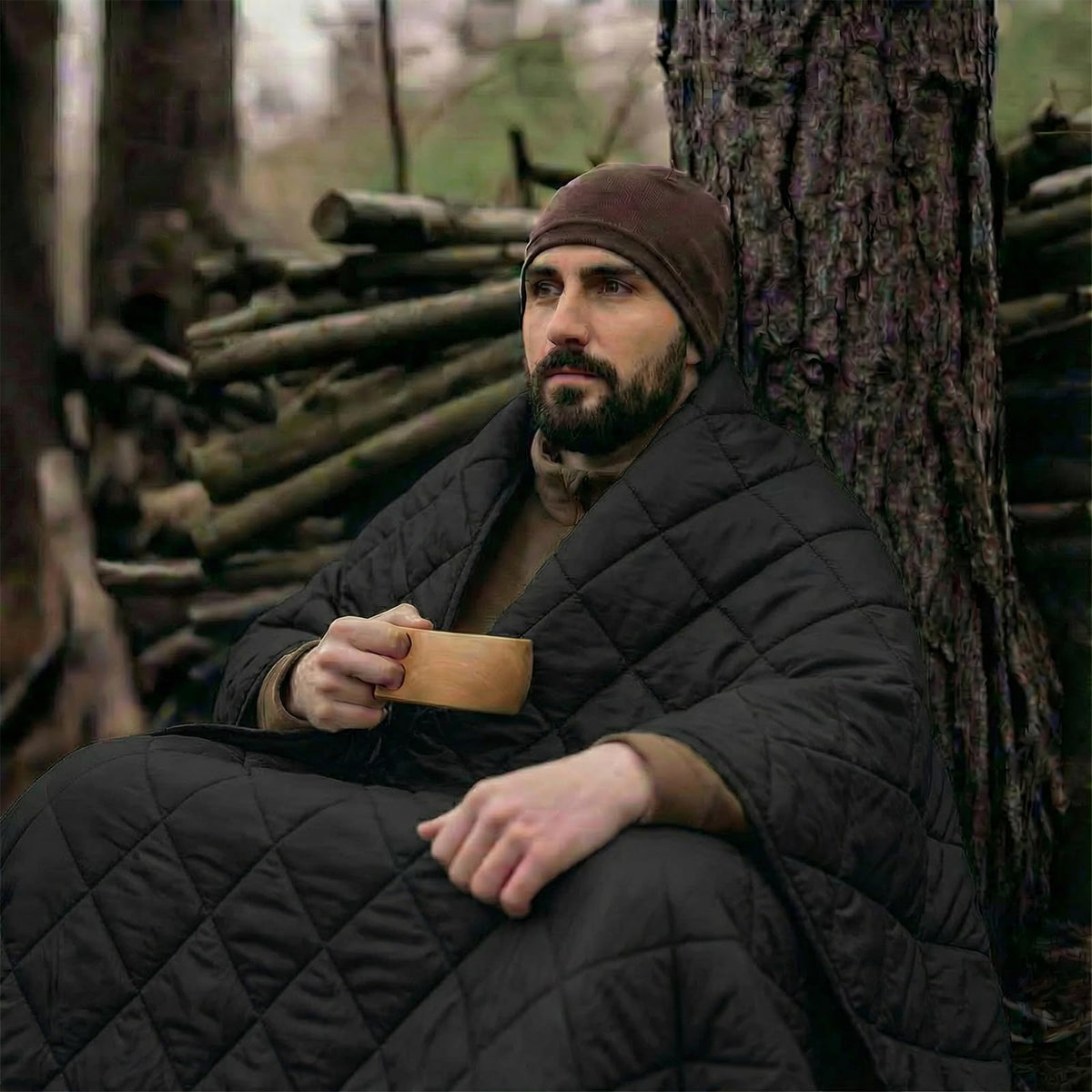 LOOGU Super Camo Blanket Waterproof Poncho Liner for Outdoor BL20 — Double Bk