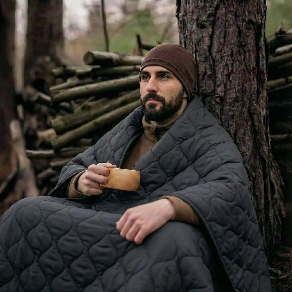 LOOGU Camouflage Outdoor Blanket BL10 — Bk/Grey