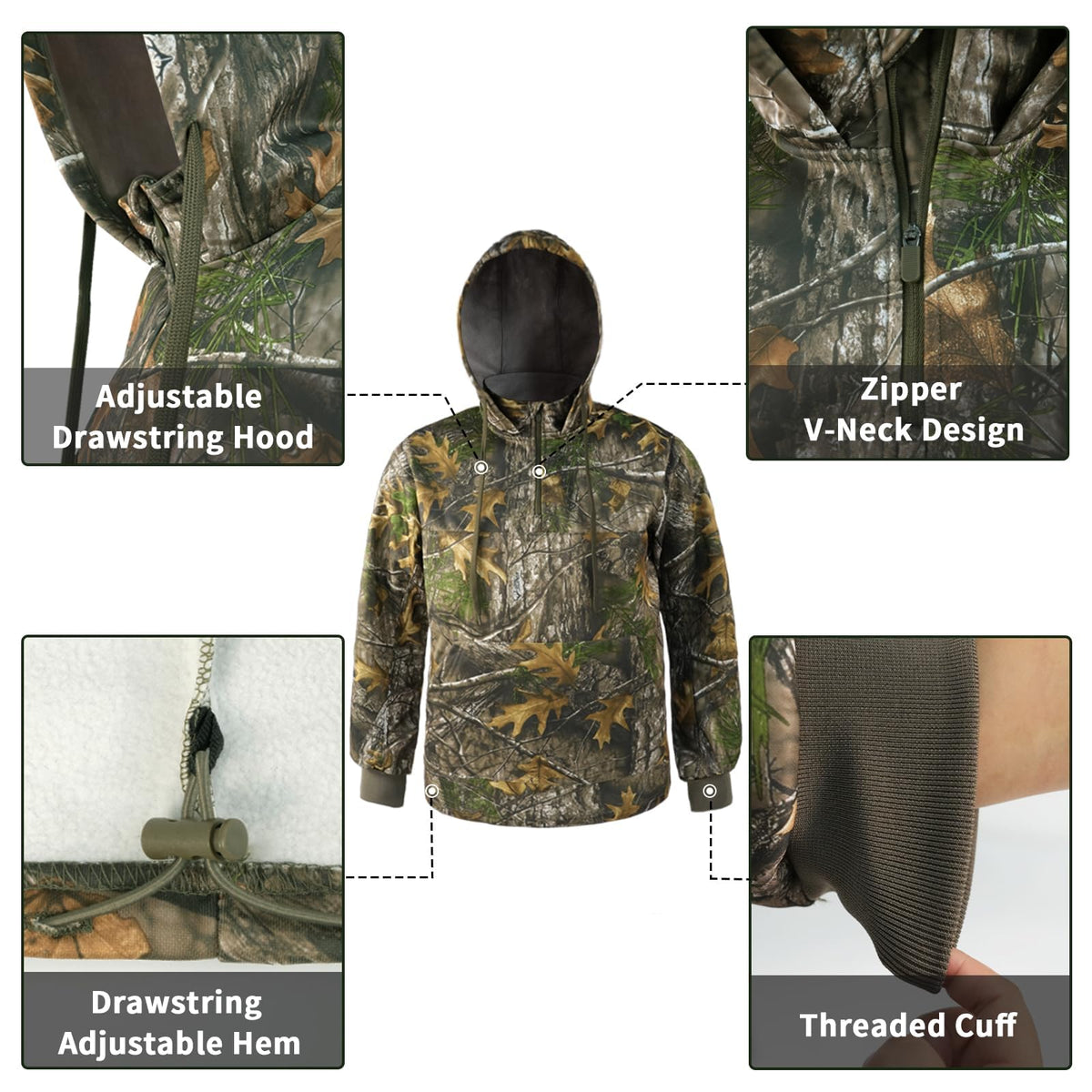 LOOGU Hunting Hoodies Fleece Lining Performance Insulation Pullover D50-1 — Loogu Super Tree Camo