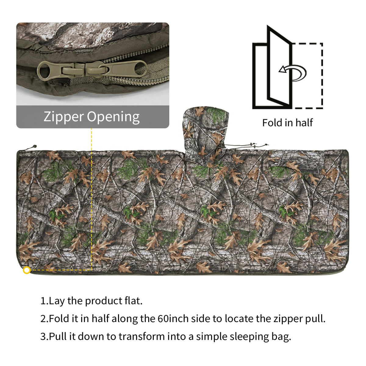 LOOGU Camo Blanket Zipper Insulated Sleeping Bag IP10 — Loogu Super Tree Camo