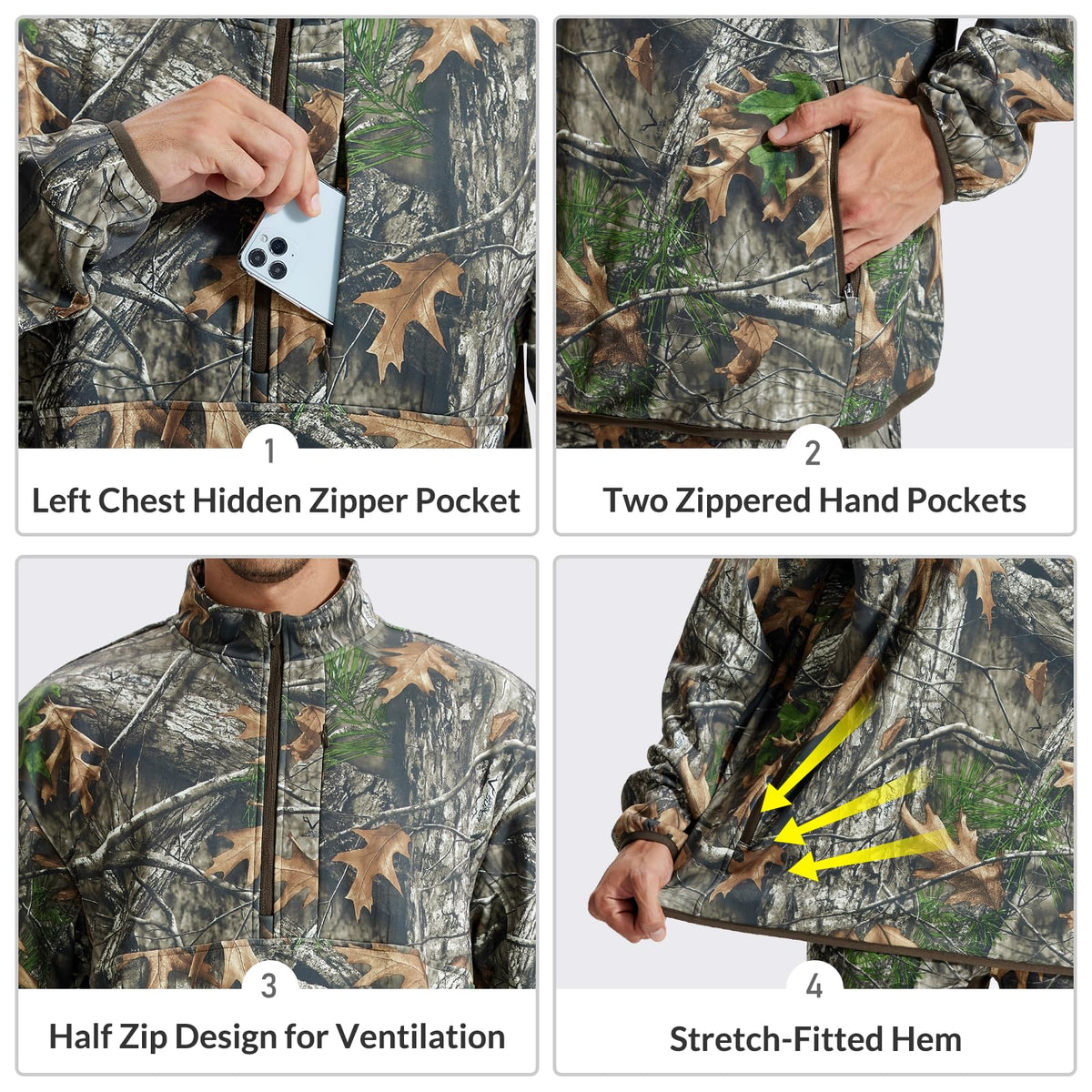 LOOGU Half Zip Hunting Fleece Pullover D30 — Loogu Super Tree Camo