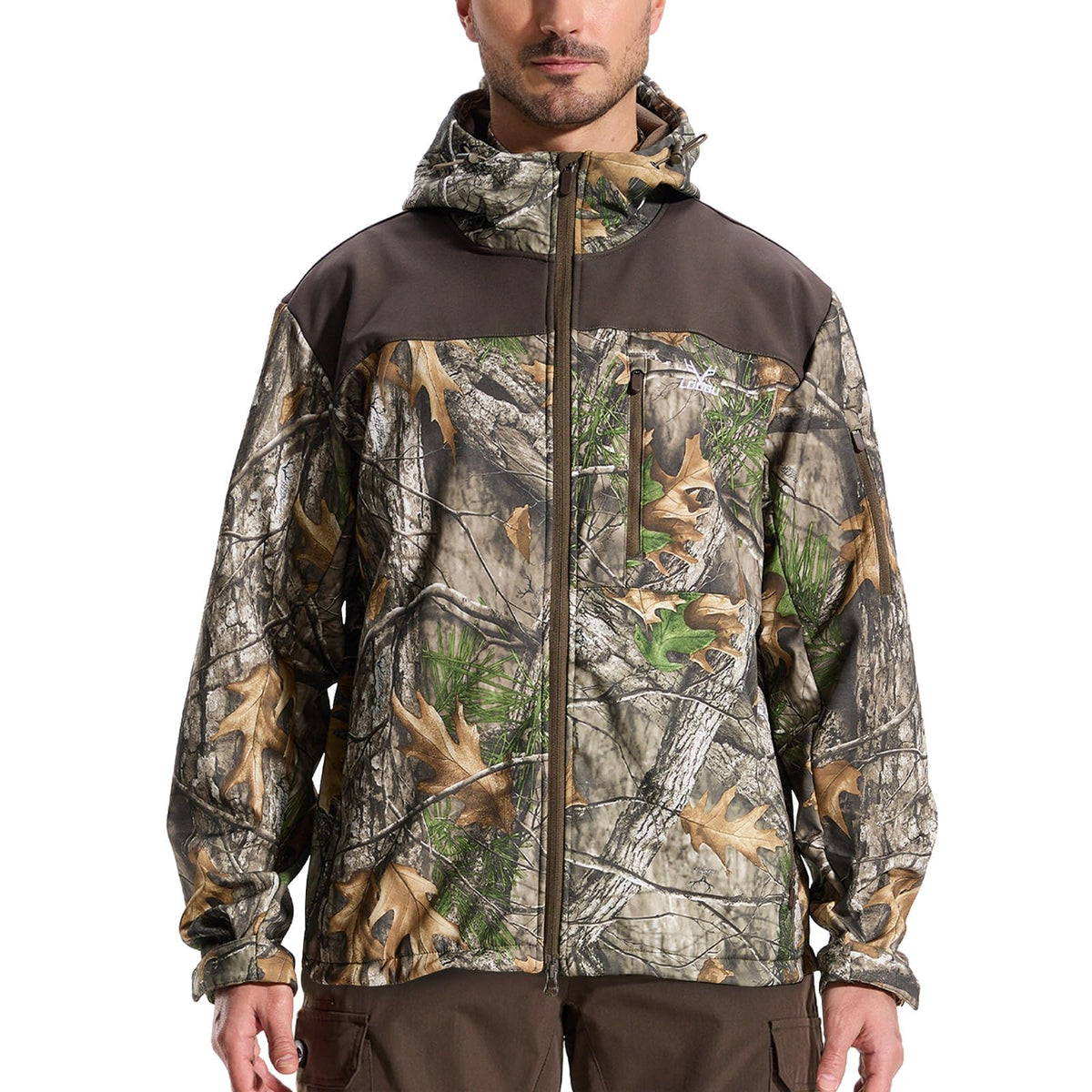 Fleece-Lined Softshell Jacket M50-1 — Brown,Loogu Super Tree Camo