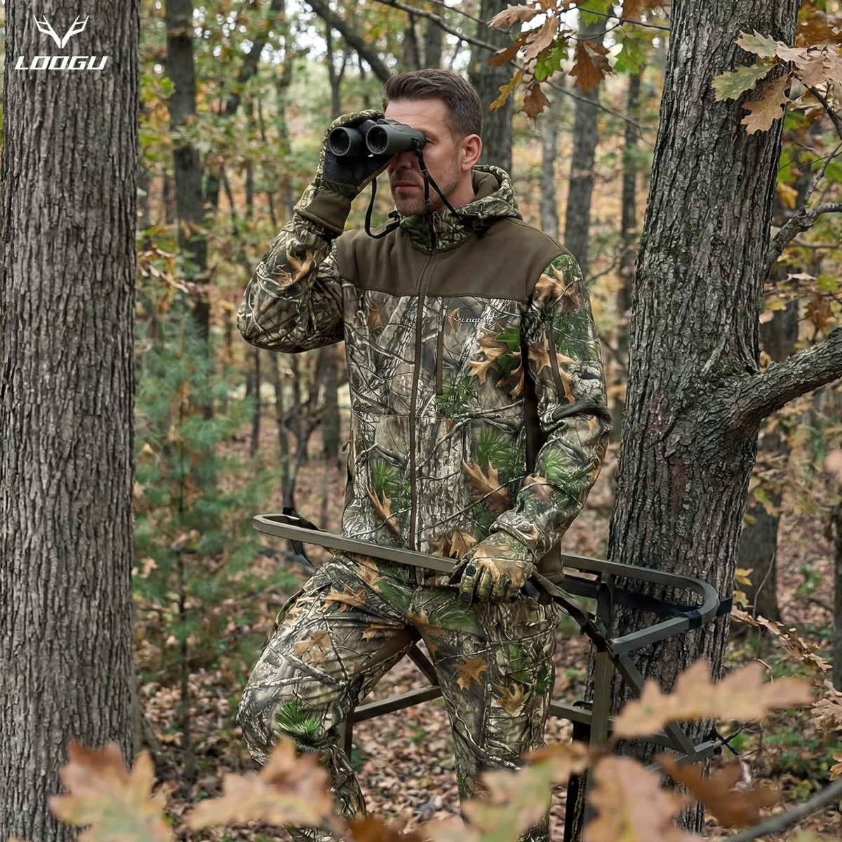 Fleece-Lined Softshell Jacket M50-1 — Brown,Loogu Super Tree Camo