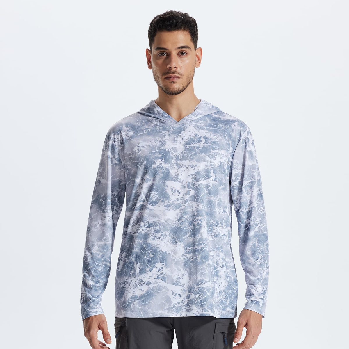 LOOGU Fishing Long Sleeve  Hoodie T50 — Loogu Wave Light Grey