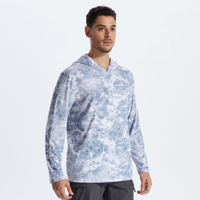 LOOGU Fishing Long Sleeve  Hoodie T50 — Loogu Wave Light Grey