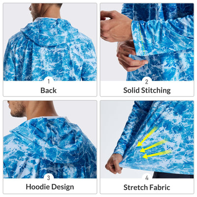 LOOGU Fishing Long Sleeve  Hoodie T50 — Loogu Wave Light Blue