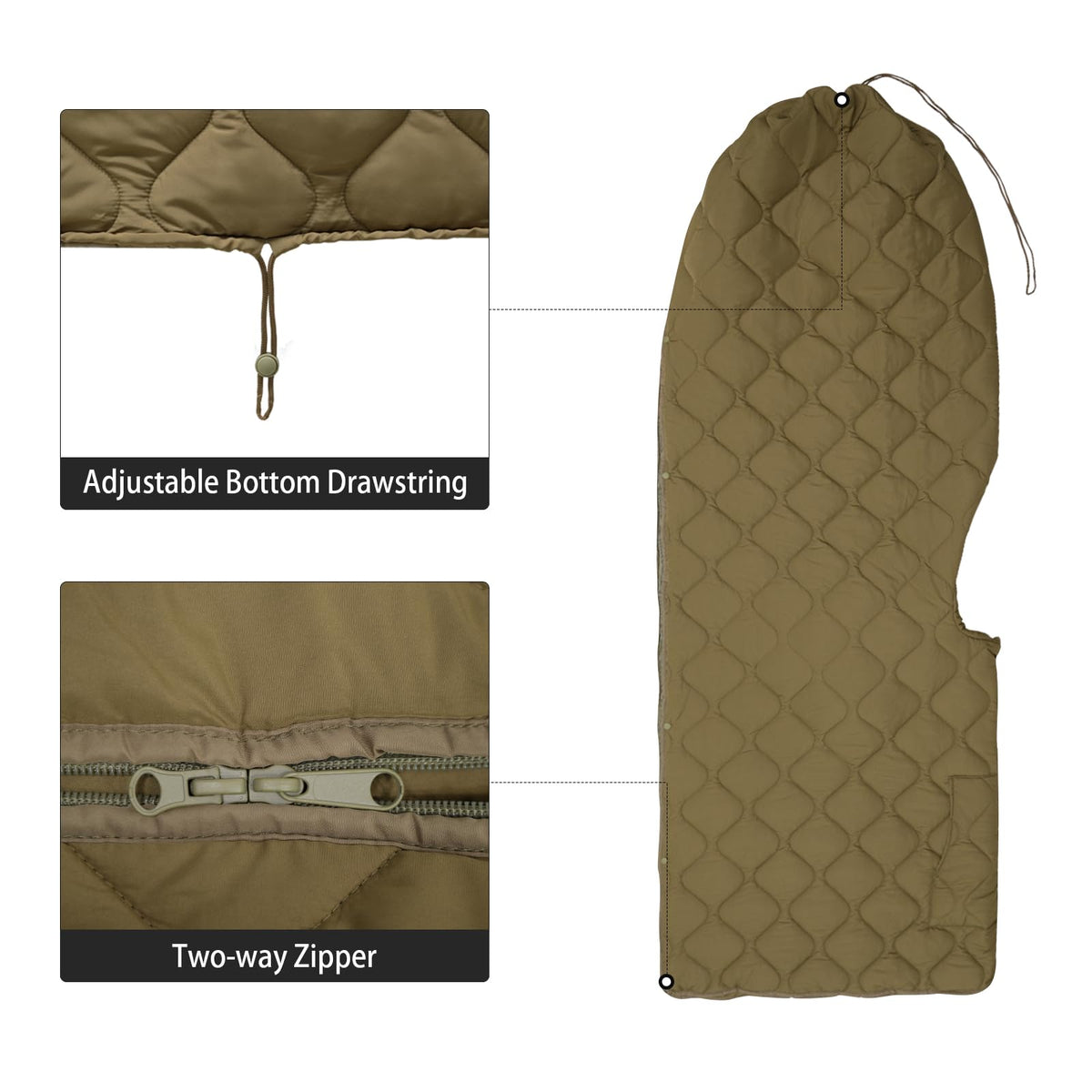 LOOGU Camo Blanket Zipper Insulated Sleeping Bag IP10 — Coyote