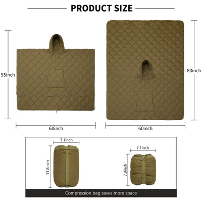 LOOGU Camo Blanket Zipper Insulated Sleeping Bag IP10 — Coyote