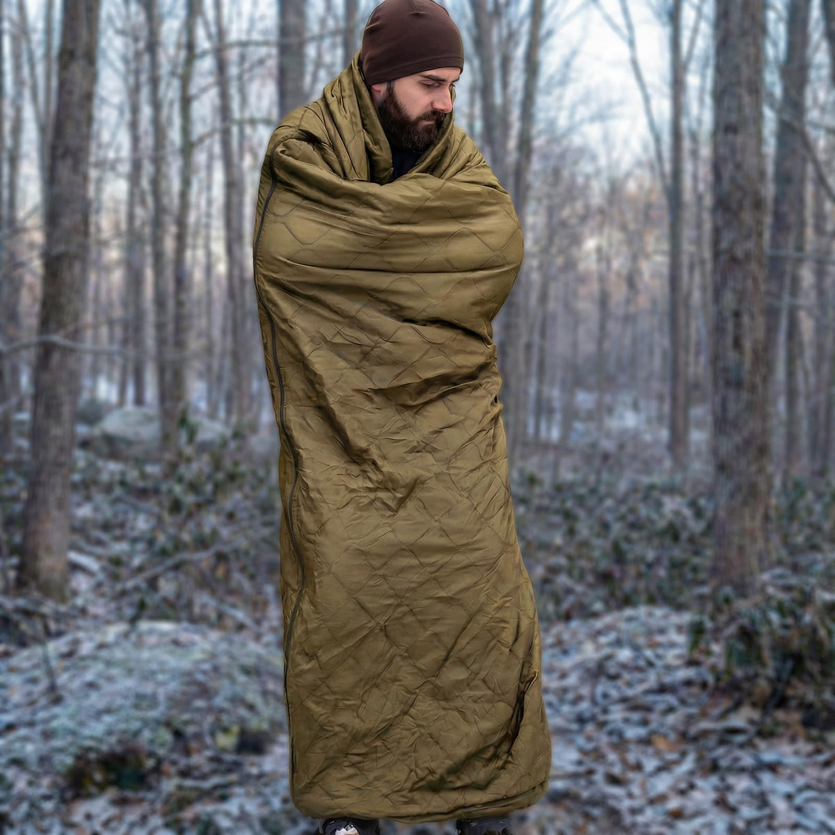 LOOGU Camo Blanket Zipper Insulated Sleeping Bag IP10 — Coyote