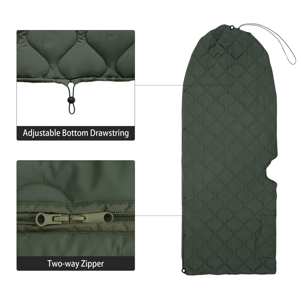 LOOGU Camo Blanket Zipper Insulated Sleeping Bag IP10 — Alpha Green