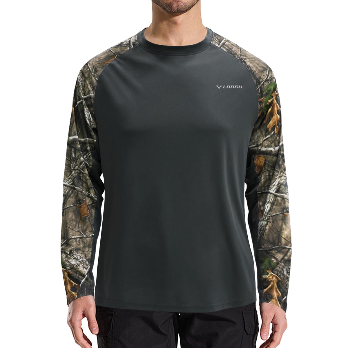 LOOGU Active Lifestyle Fishing Long Sleeve Shirt T33 — Dark Grey,Loogu Super Tree Camo