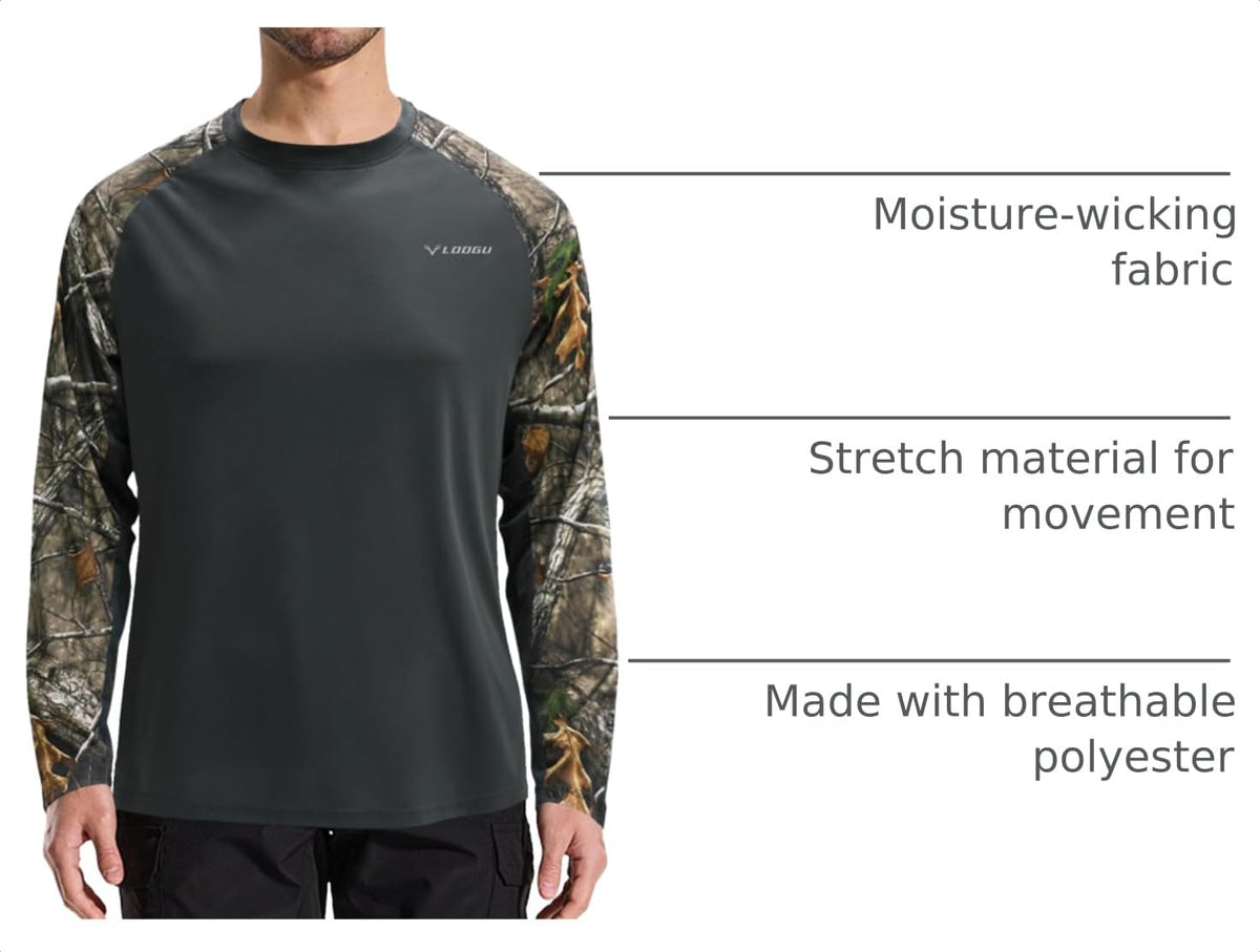 LOOGU Active Lifestyle Fishing Long Sleeve Shirt T33 — Dark Grey,Loogu Super Tree Camo