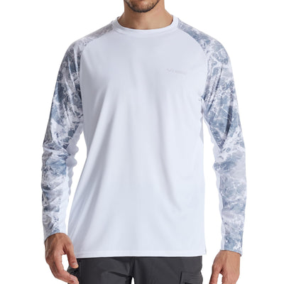 LOOGU Active Lifestyle Fishing Long Sleeve Shirt T33 — White,Wave Gray Camo