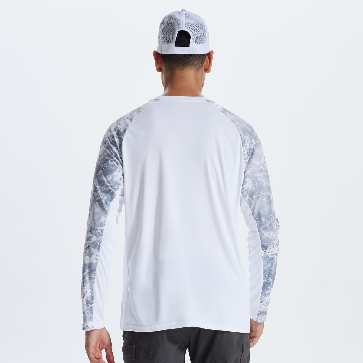 LOOGU Active Lifestyle Fishing Long Sleeve Shirt T33 — White,Wave Gray Camo