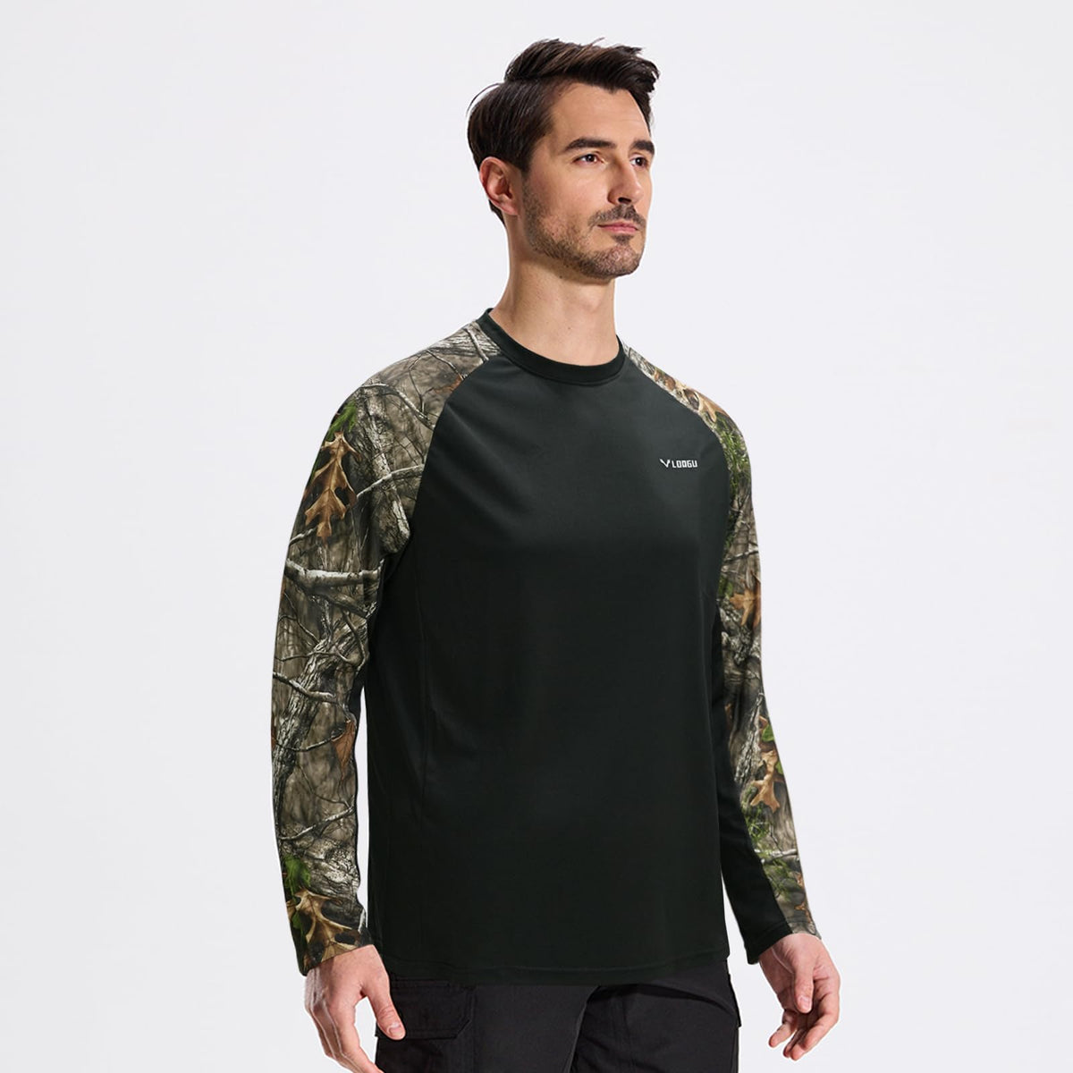 LOOGU Active Lifestyle Fishing Long Sleeve Shirt T33 — Black,Loogu Super Tree Camo