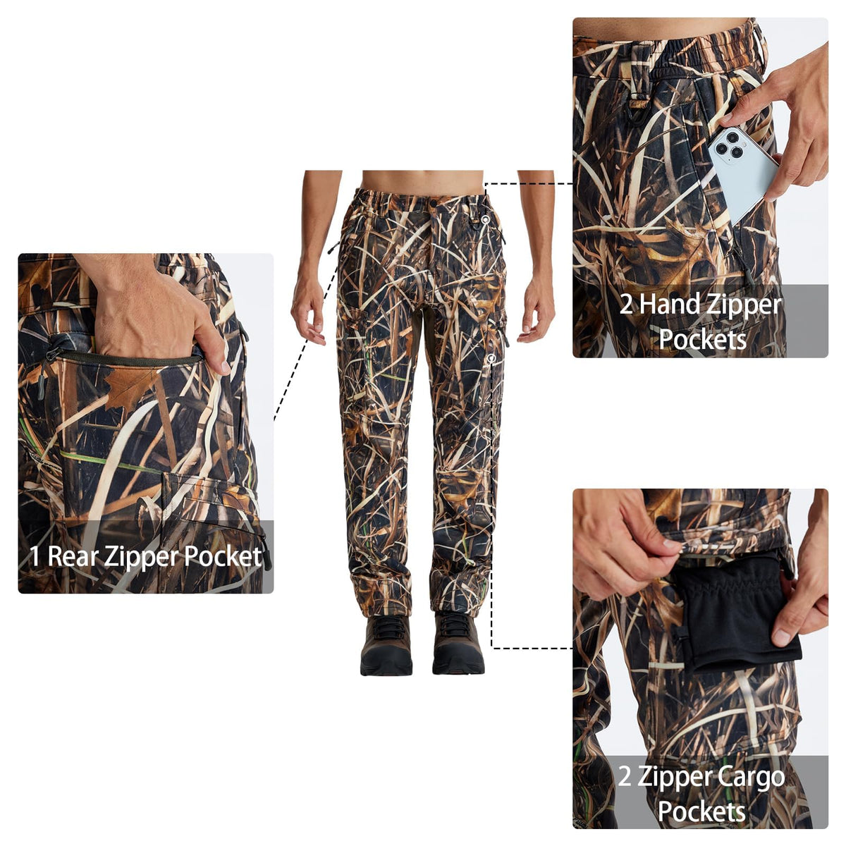 LOOGU Camo Hunting  Fleece Insulation Pants 5 pocket P10-1 — Loogu Grass Shadow