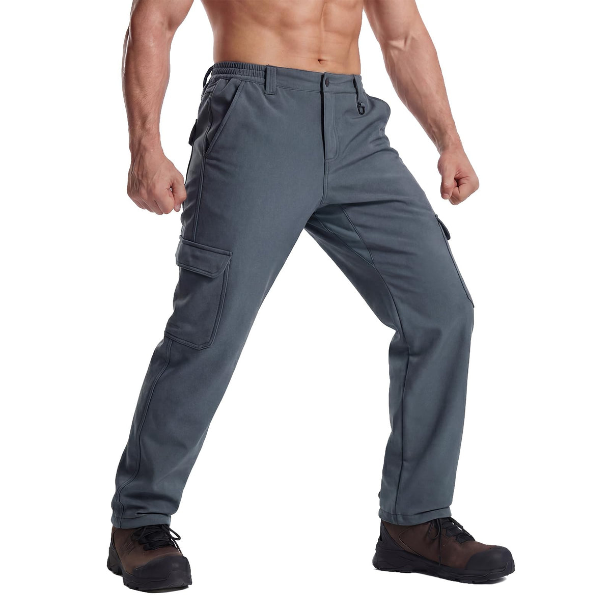 LOOGU Hiking Workwear Fleece Insulation Pants 6 pocket P20-1 — Dark Grey