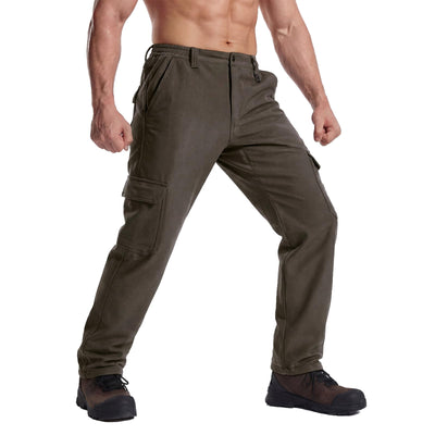 LOOGU Hiking Workwear Fleece Insulation Pants 6 pocket P20-1 — Dark Brown