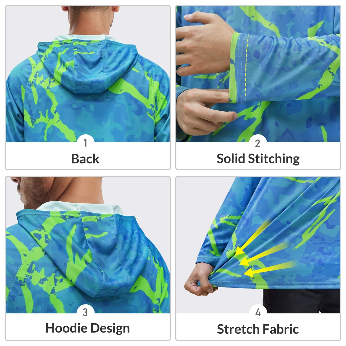 LOOGU Men’s Fishing Hoodie Long Sleeve Shirt T70 — Loogu Spretta Glaze Green