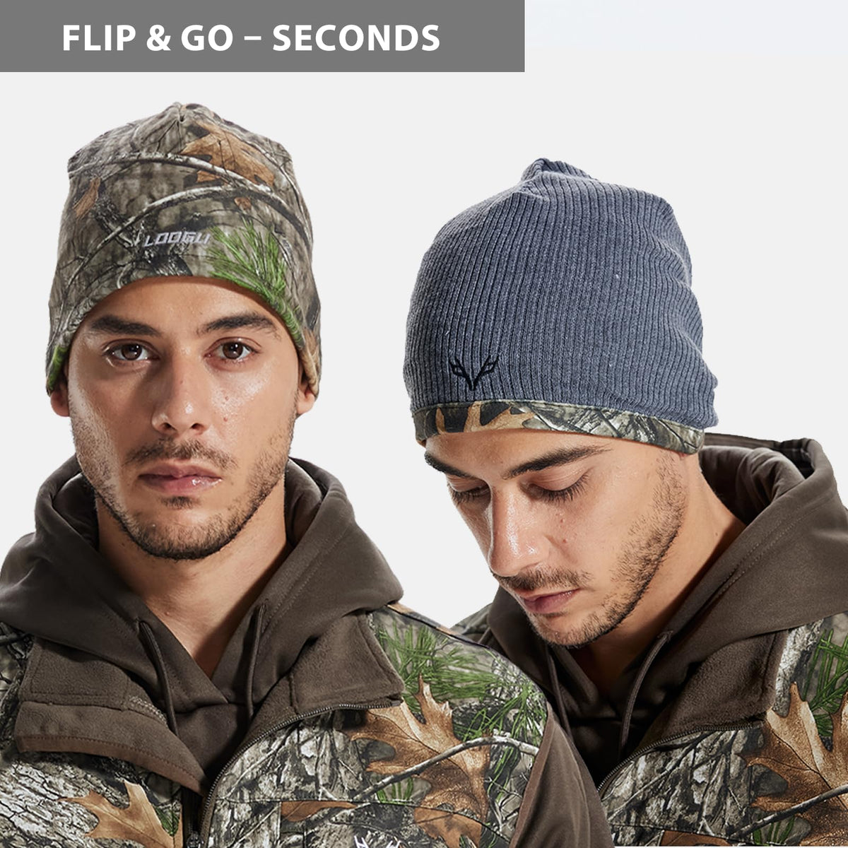 LOOGU Unisex Camo Beanie Hat for Hunting B10 — Loogu Super Tree Camo,Dark Gray