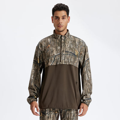 LOOGU Half Zip Hunting Fleece Pullover D30 — Brown,Loogu Grass Shadow