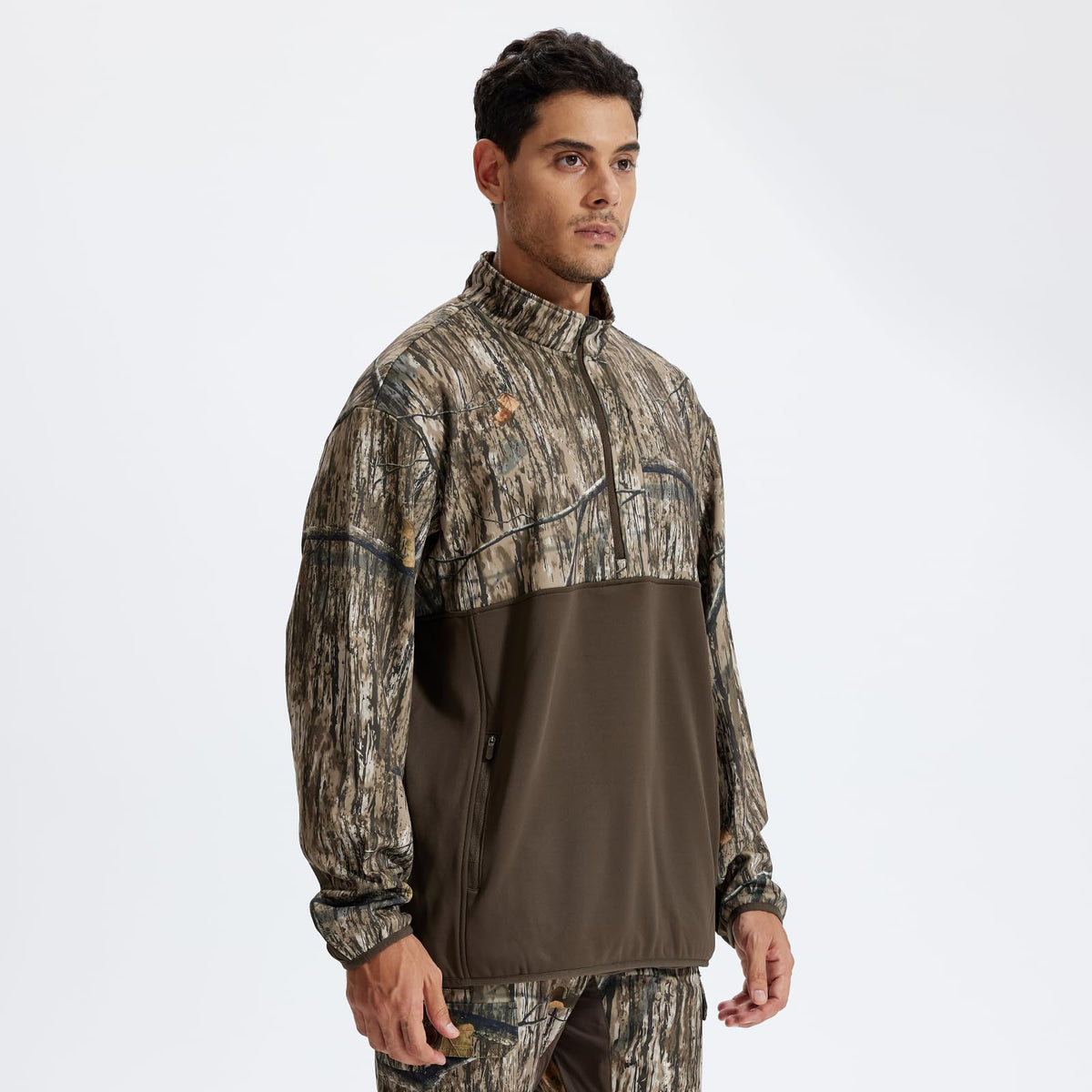 LOOGU Half Zip Hunting Fleece Pullover D30 — Brown,Loogu Grass Shadow