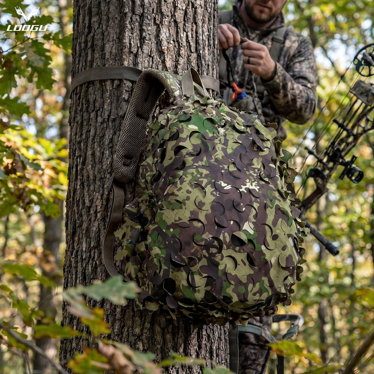 LOOGU Camo Tactical Backpack Cover — Loogu Spretta Woodland