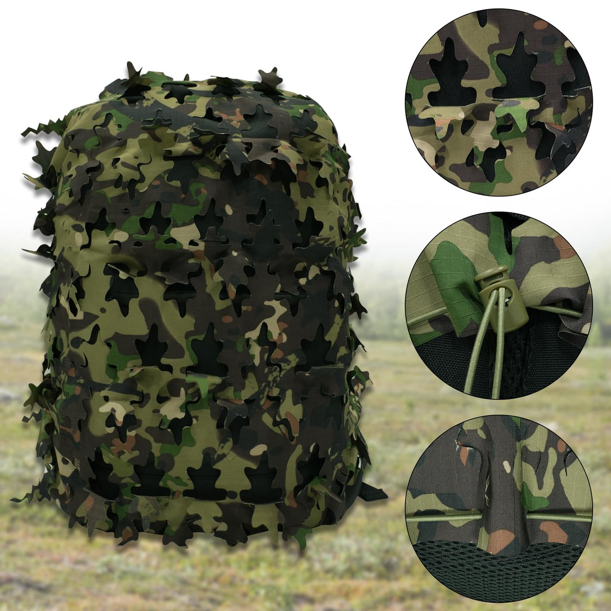 LOOGU Camo Tactical Backpack Cover Oak Leaf — Loogu Spretta Woodland