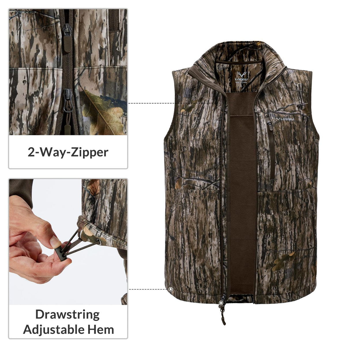 Fleece-Lined Hunting Vest M10-1 — Loogu Ents Brown