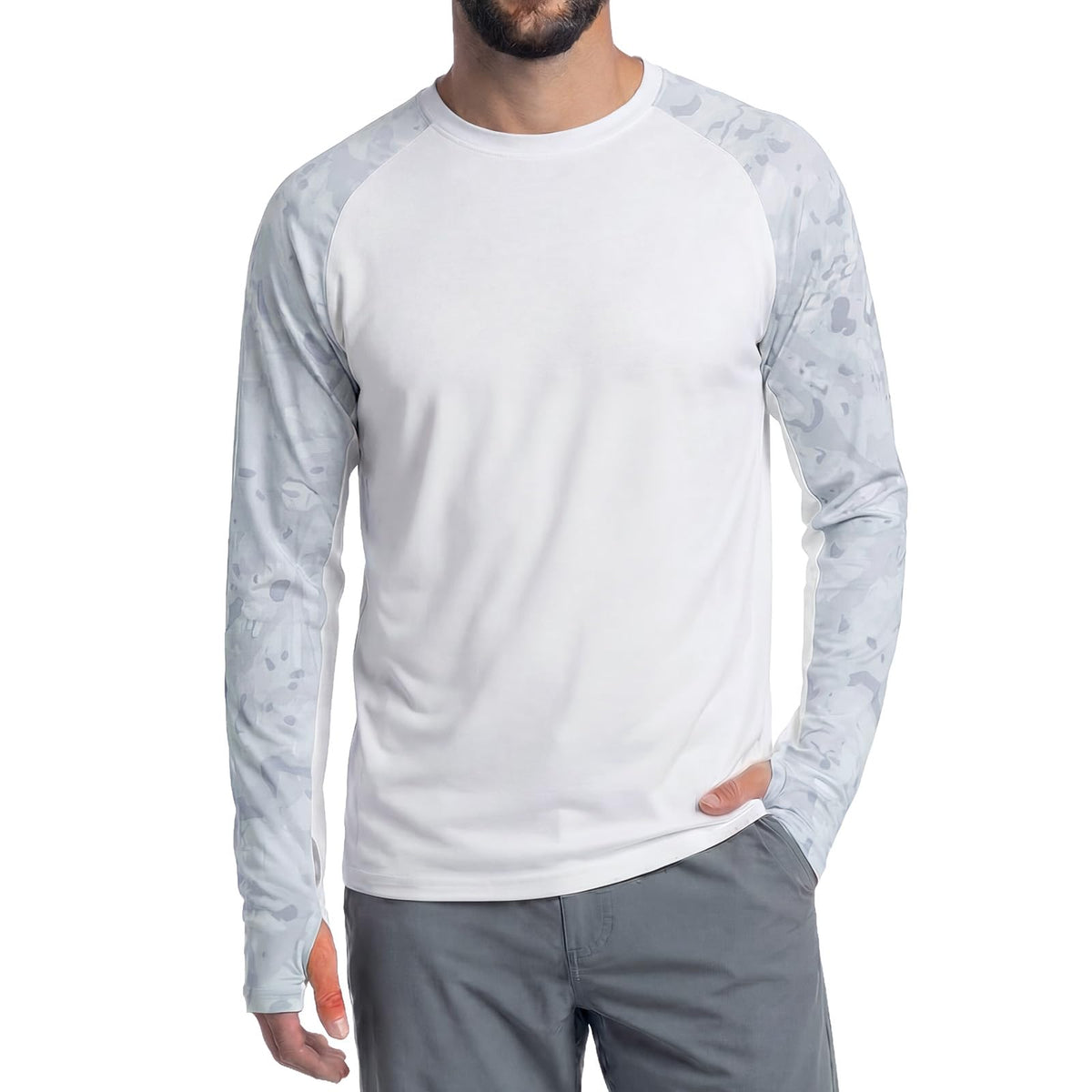 LOOGU Active Lifestyle Fishing Long Sleeve Shirt T36 — Wavegrey,Largemouth Bass