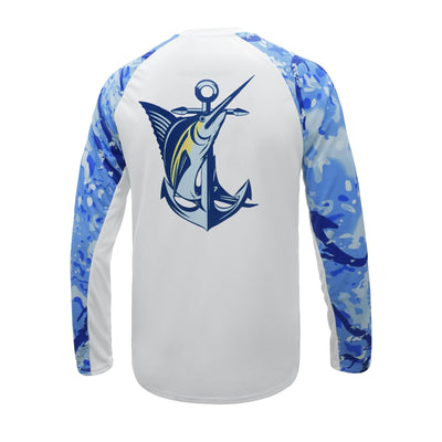 LOOGU Active Lifestyle Fishing Long Sleeve Shirt T36 — Waveblue,Marlin