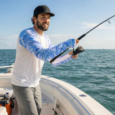 LOOGU Active Lifestyle Fishing Long Sleeve Shirt T36 — Waveblue,Marlin