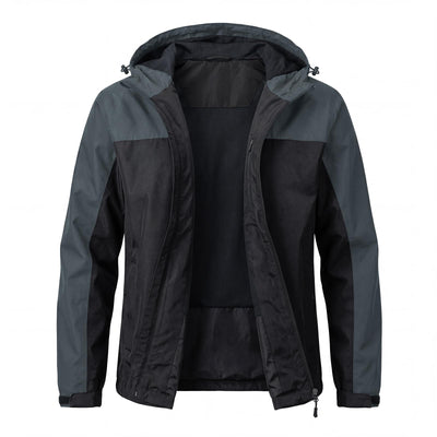 LOOGU Men’s Packable Rain Jacket Waterproof Lightweight Hooded J30 — Black Dark Grey