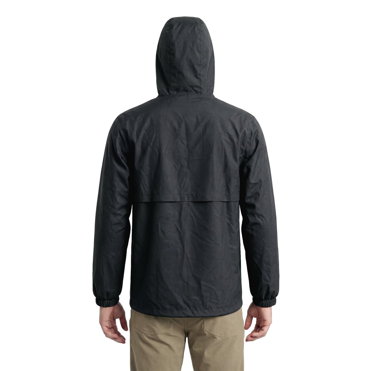 LOOGU Men’s Lightweight Waterproof Rain Shell Packable with Hood J10 — Black