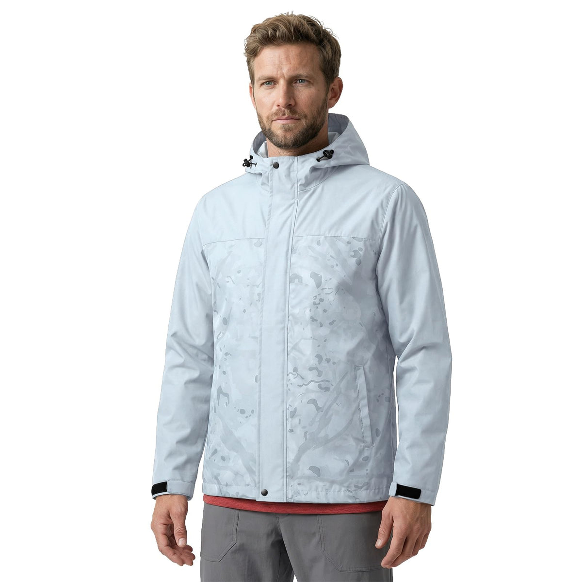 LOOGU Men’s Waterproof Packable Rain Jacket with Hood and Mesh Lining J40 — Loogu Spretta Grey /Grey